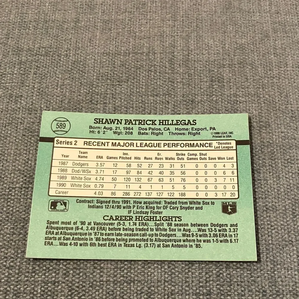 1991 Donruss Chicago White Sox Baseball Card Trading Card